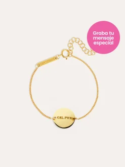 Pulsera Personalizada Moon Plata Baño Oro