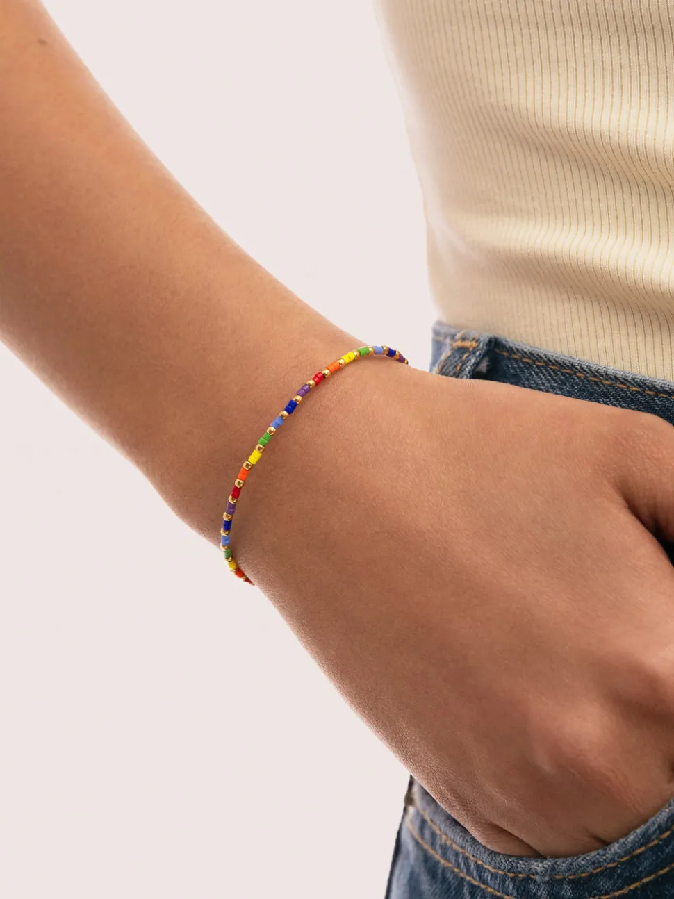 Pulsera Rainbow Colors Acero Baño Oro