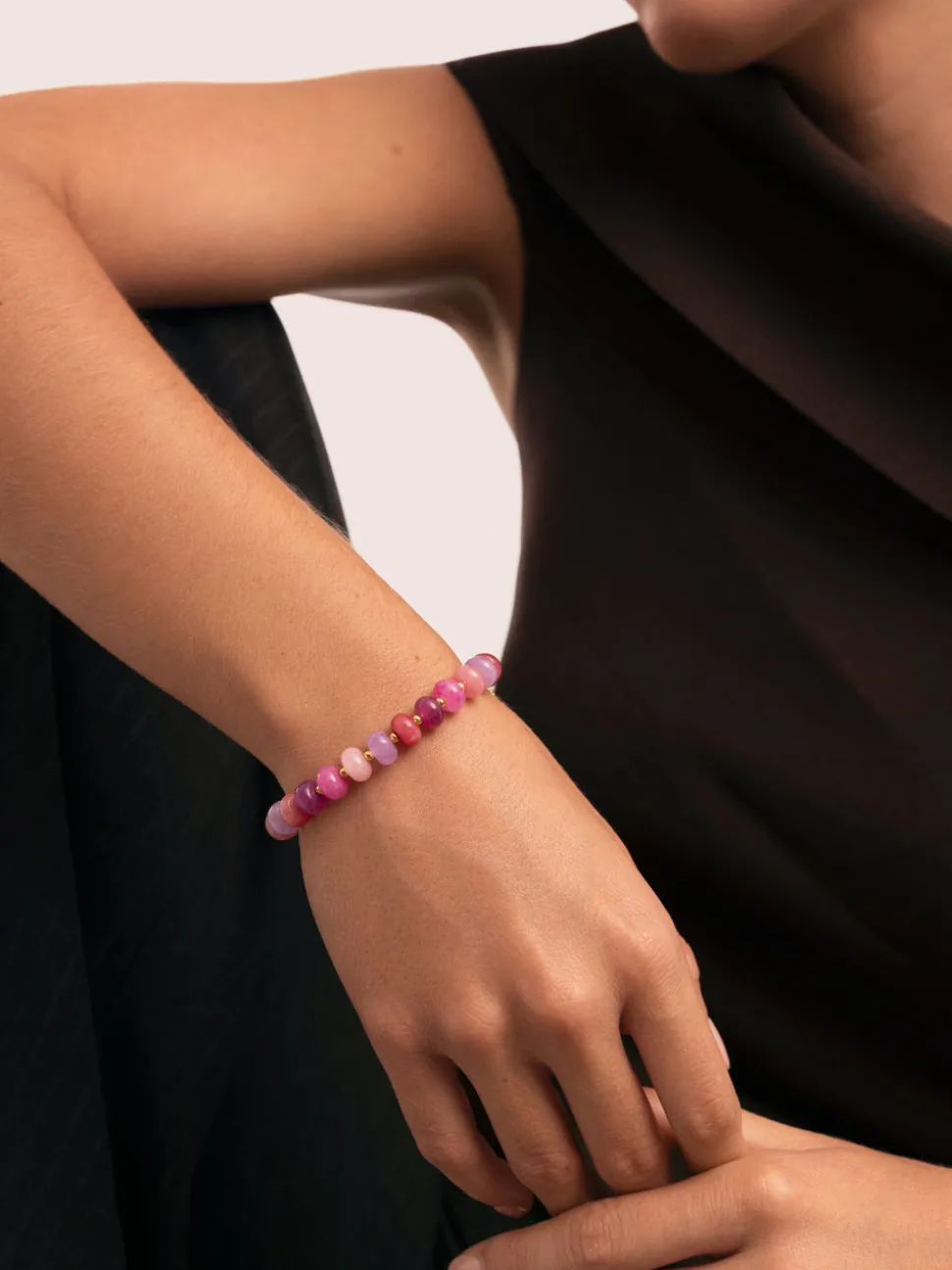 Pulsera Rosé Stones Acero Baño Oro