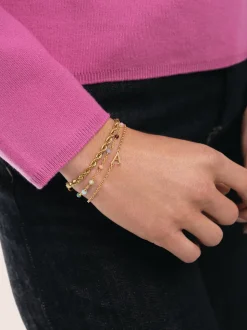 Pulsera Single Letter Plata Baño Oro