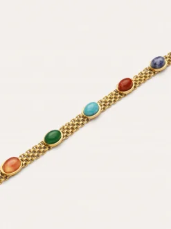 Pulsera Tape Stones Acero Baño Oro