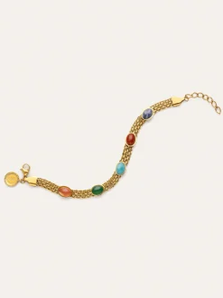 Pulsera Tape Stones Acero Baño Oro
